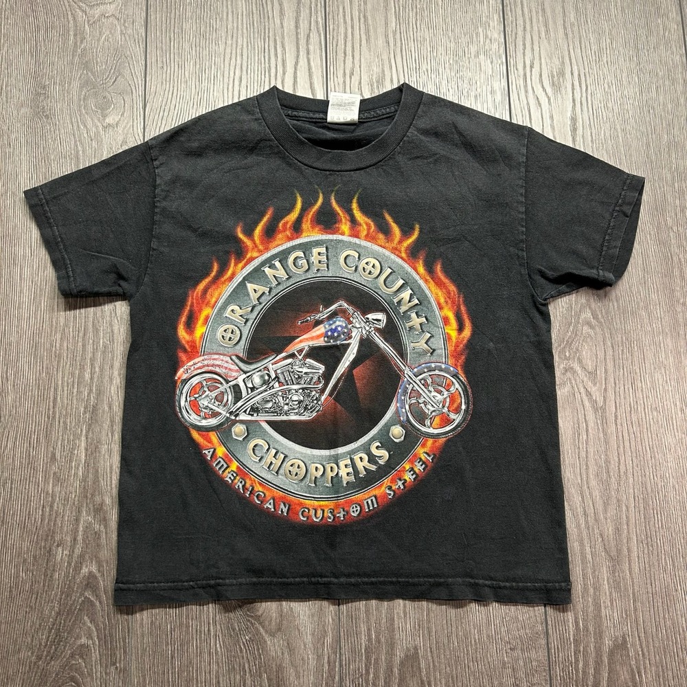 Vintage Orange County Choppers Kids Shirt Black S American Custom Steel T-Shirt